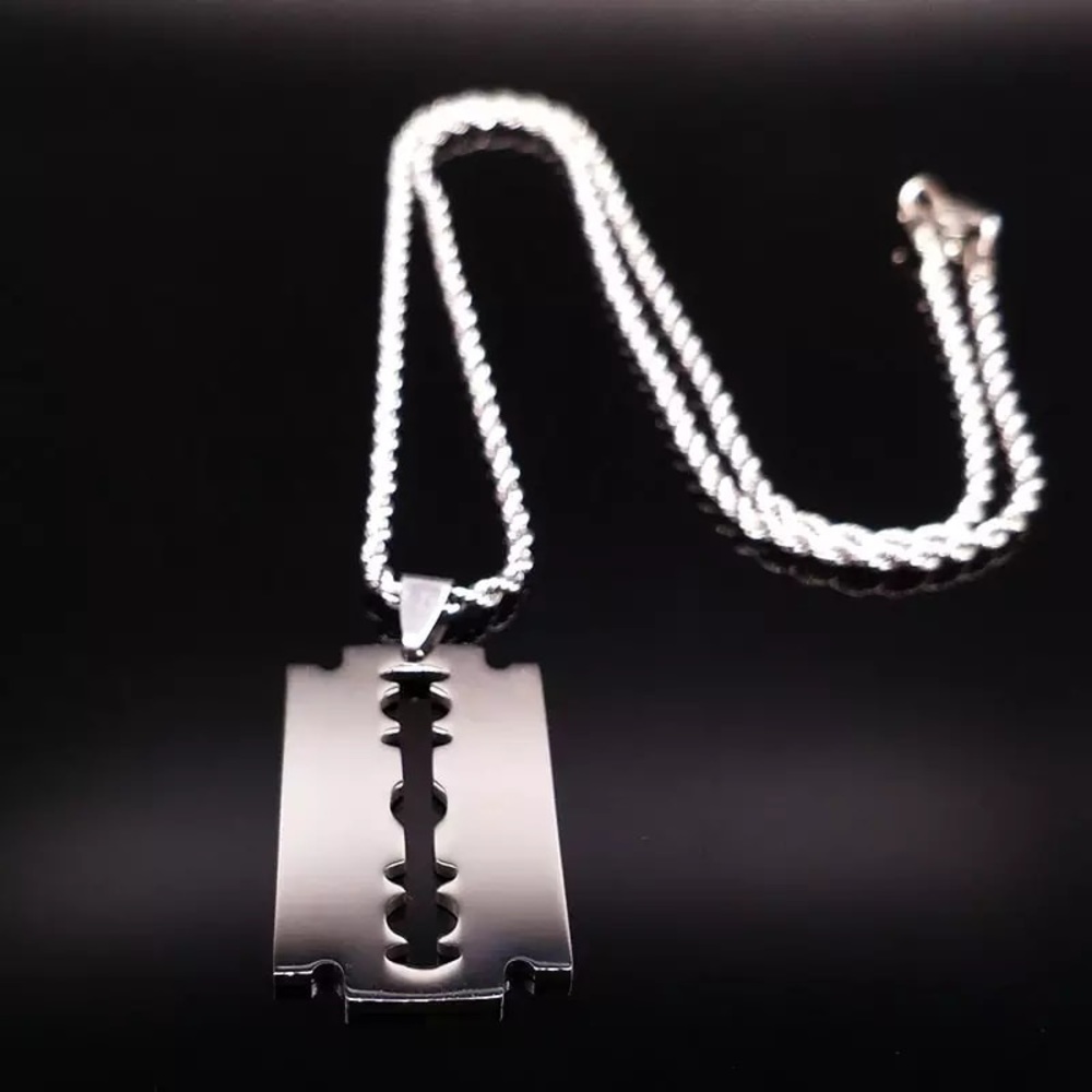 Stainless Steel Blade Necklaces Gold Color Long Necklace